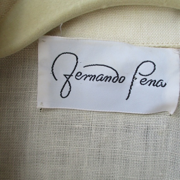 SOLD Vtg 80s Linen Dress 16 Fernando Pena - Picture 2 of 5